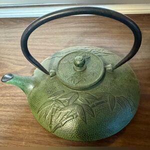 World Market Japanese Bamboo Cast Iron Teapot